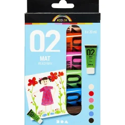 Akrylmaling Mat 20 Ml. - Kulort, 6 Stk