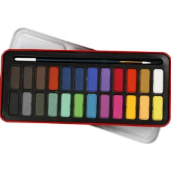 Akvarelsaet Inkl. Pensel, 24 Farver