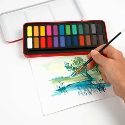 Akvarelsaet Inkl. Pensel, 24 Farver