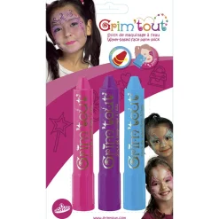 Ansigtsfarve - 3 Farvestifter - Prinsesse