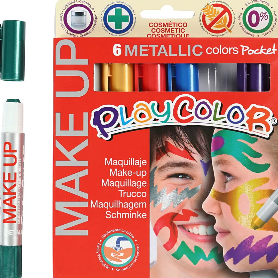 Ansigtsfarve - Tegnestifter Metallic, 6 Stk