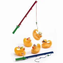 Badeaender, 5 Stk Gule 8 Cm + 2 Fiskestaenger