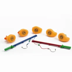 Badeaender, 5 Stk Gule 8 Cm + 2 Fiskestaenger