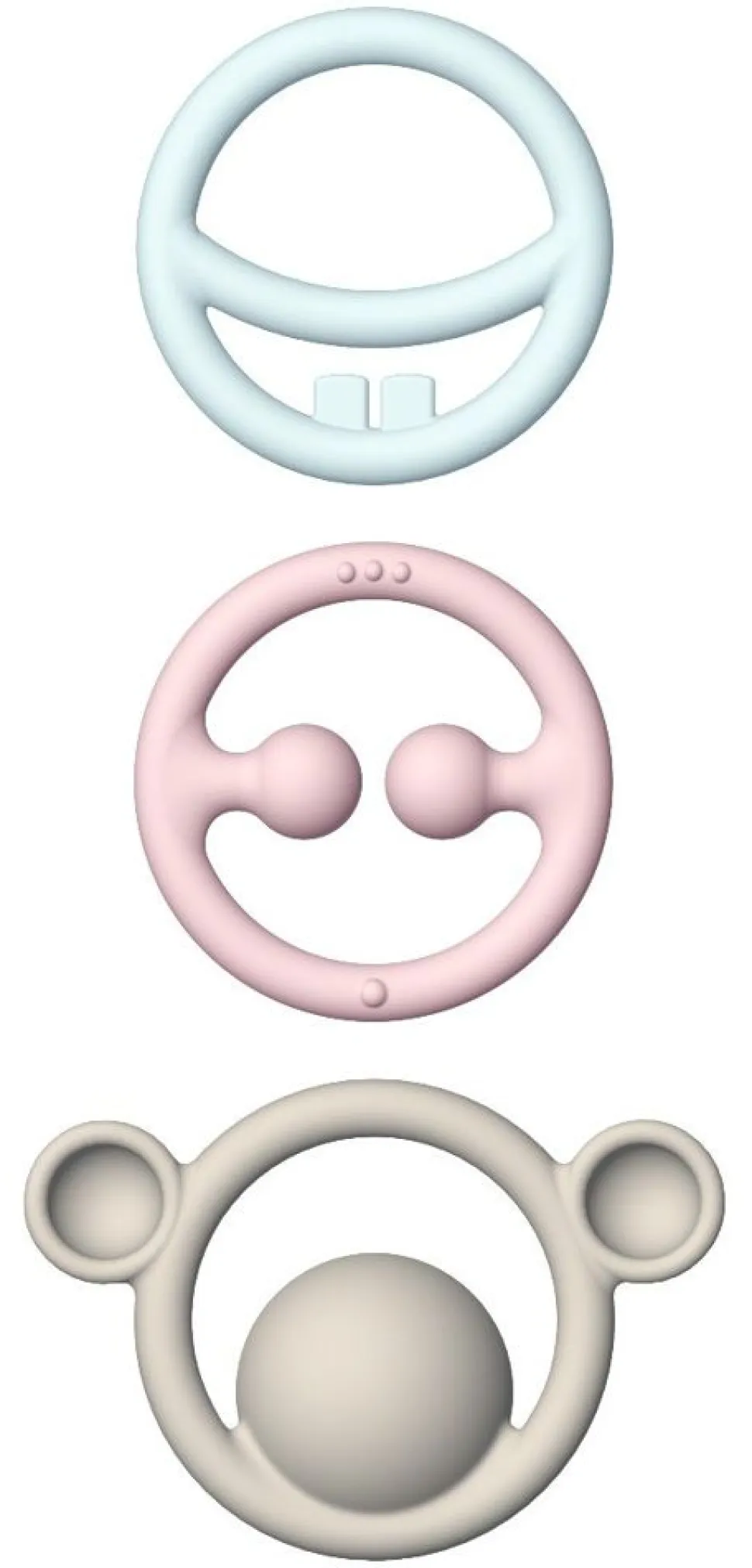 Bideringe I Silikone - Pastelfarver, 3 Stk.