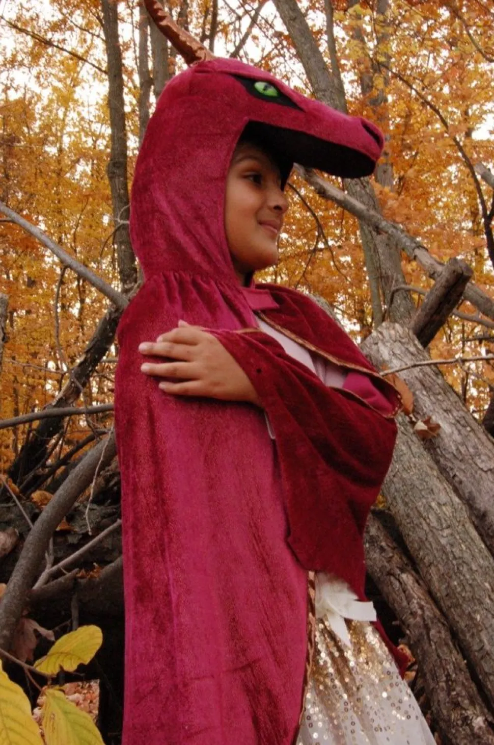 Dragekappe - Rod/Guld - Flere Storrelser