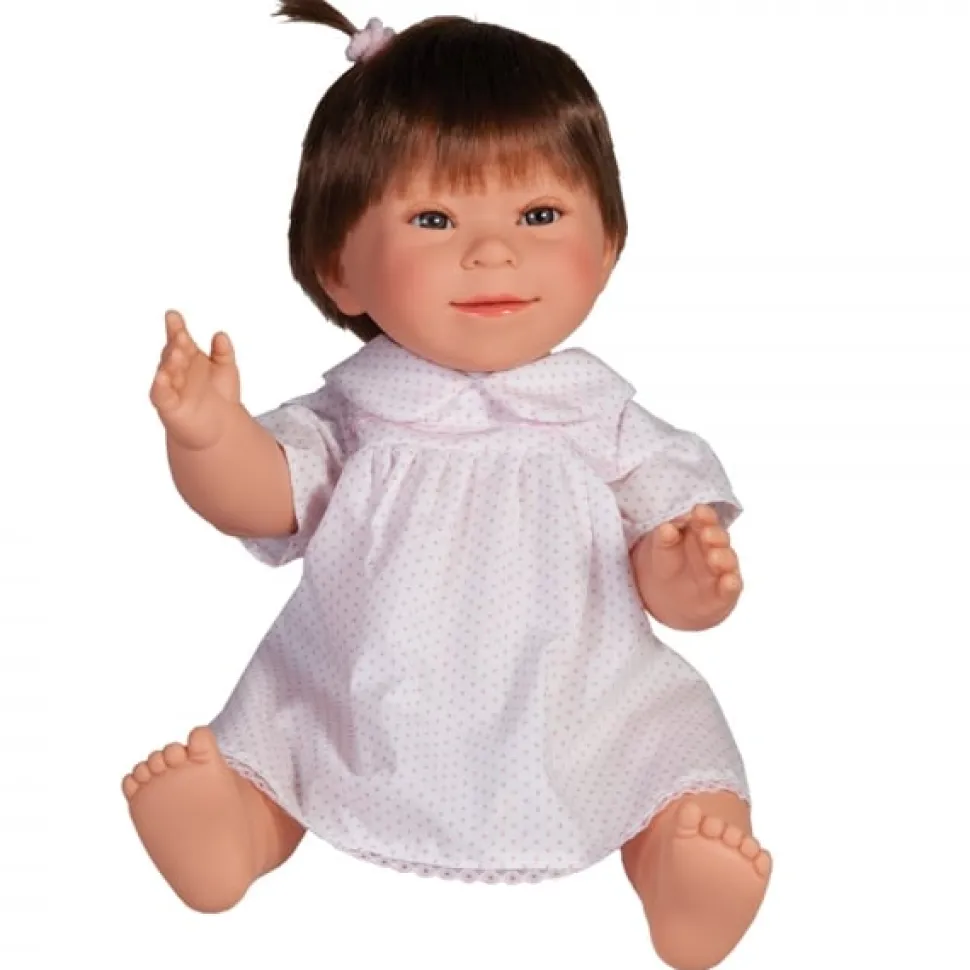 Dukke M. Downs Syndrom - Pige, Brunt Har, 40 Cm