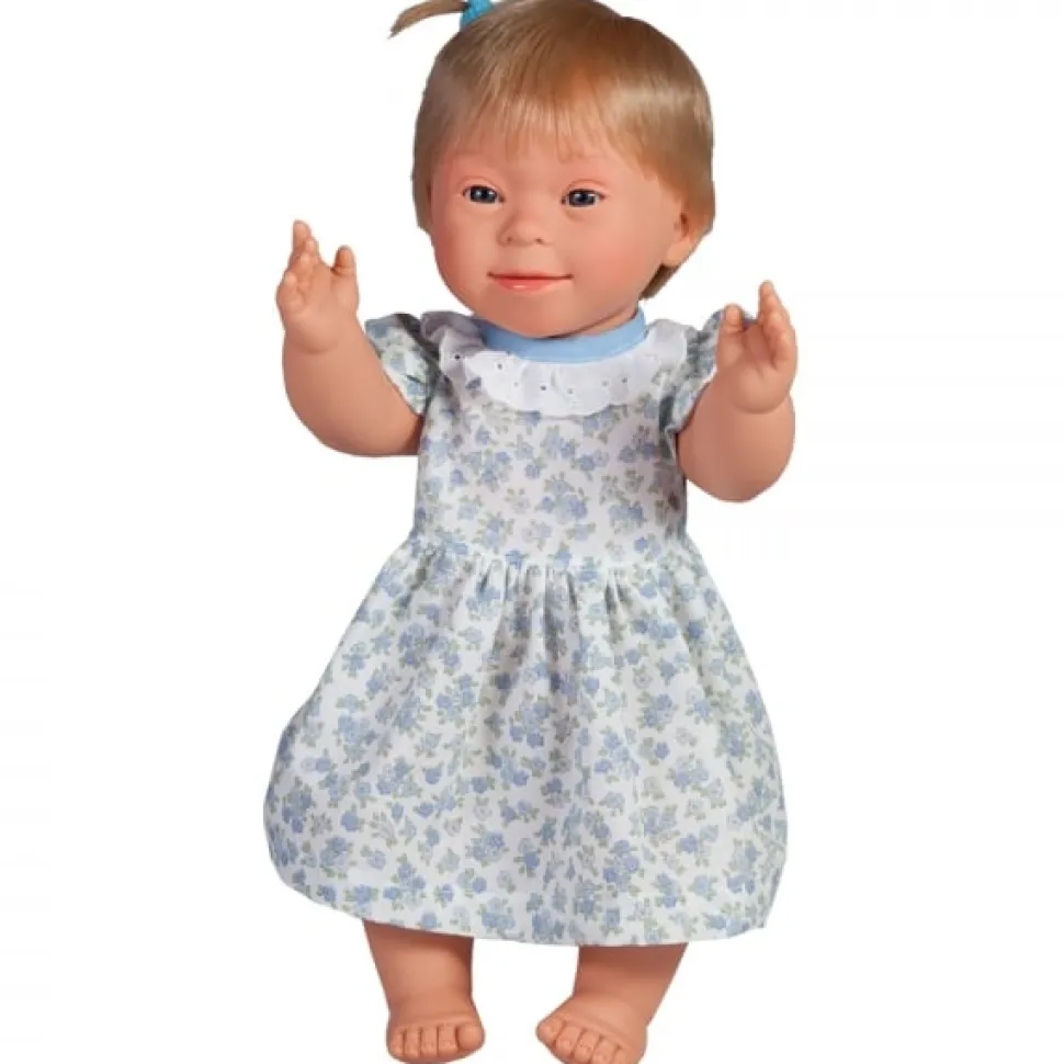 Dukke M. Downs Syndrom - Pige, Blond Har, 40 Cm