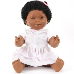 Dukke M. Downs Syndrom - Pige, Sort Har, 40 Cm