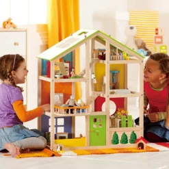 Dukkehus - Inkl. Mobelsaet Til 4 Vaerelser