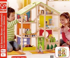 Dukkehus - Inkl. Mobelsaet Til 4 Vaerelser