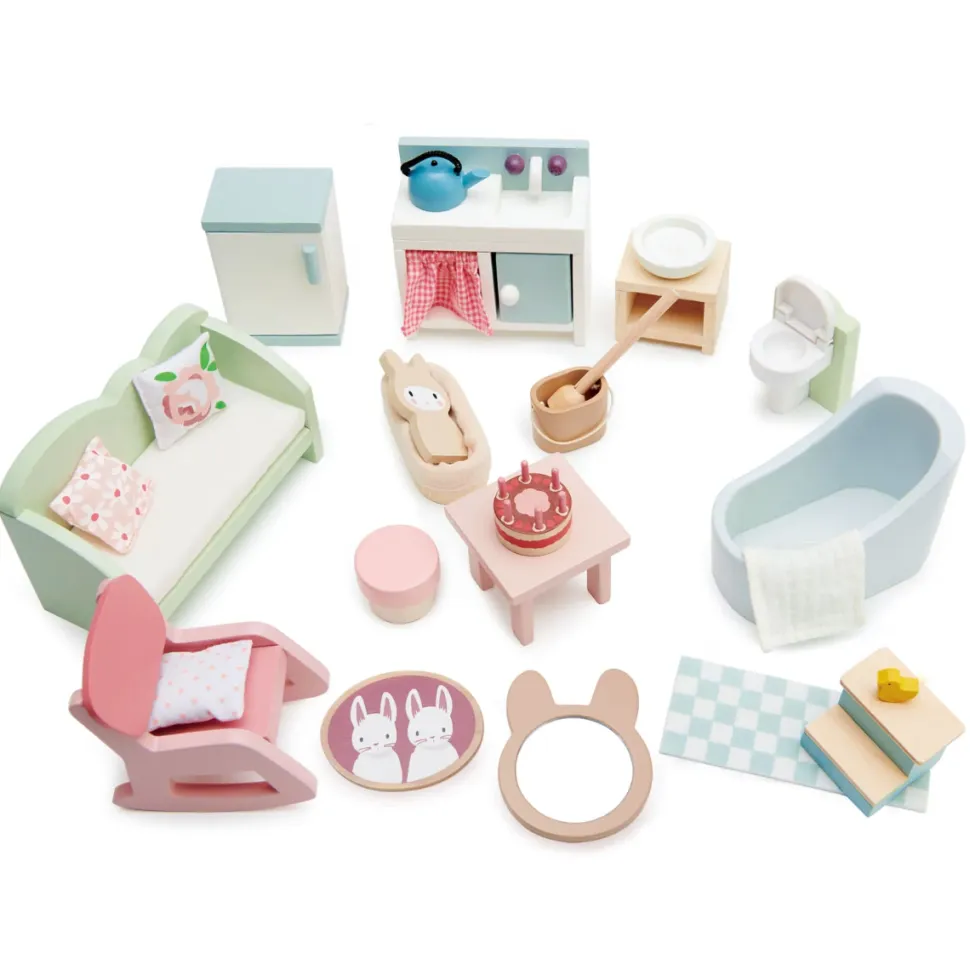 Dukkehusmobler - Stue, Kokken Og Bad
