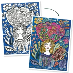 Farvelaegningsplakater - Blomster, 3 Stk