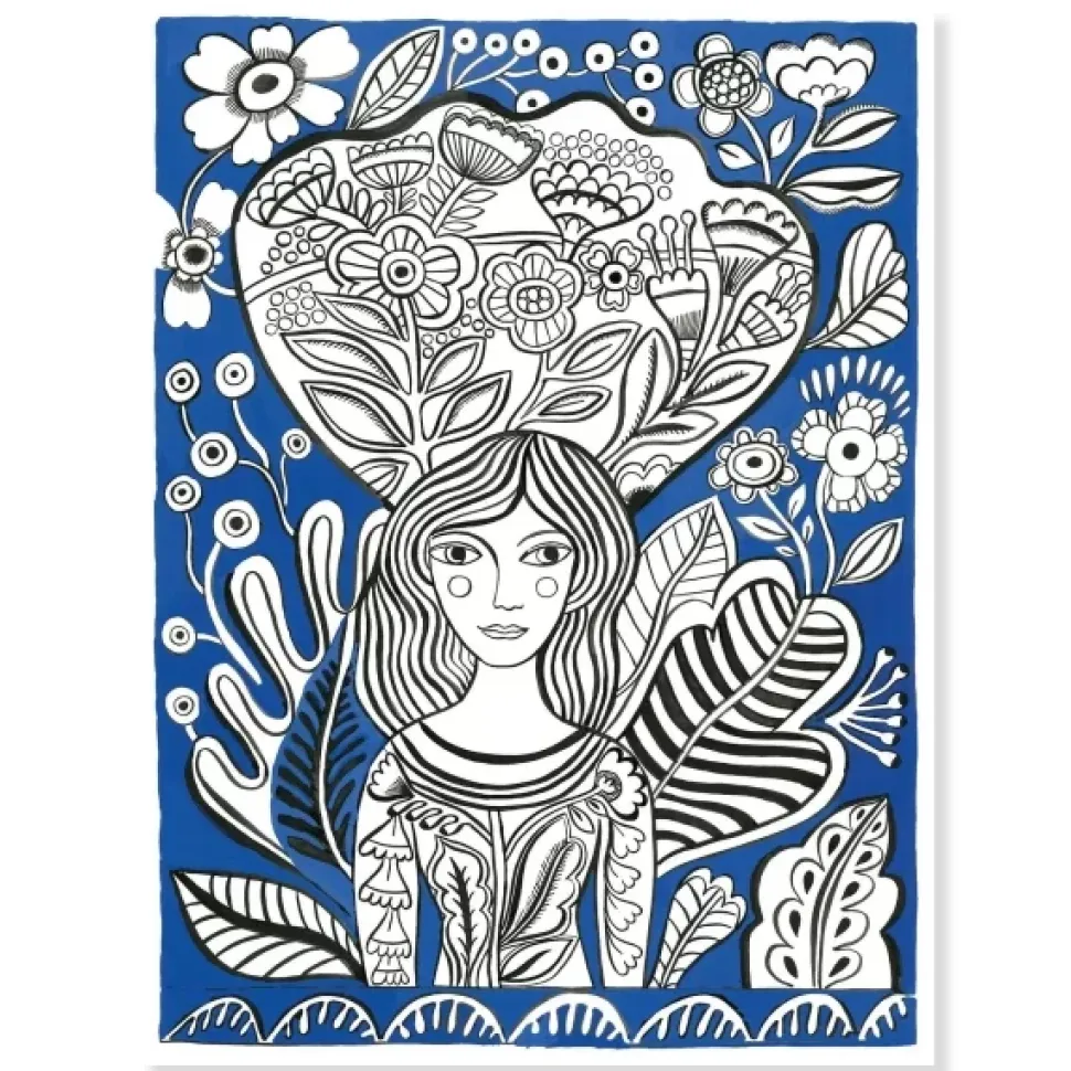 Farvelaegningsplakater - Blomster, 3 Stk