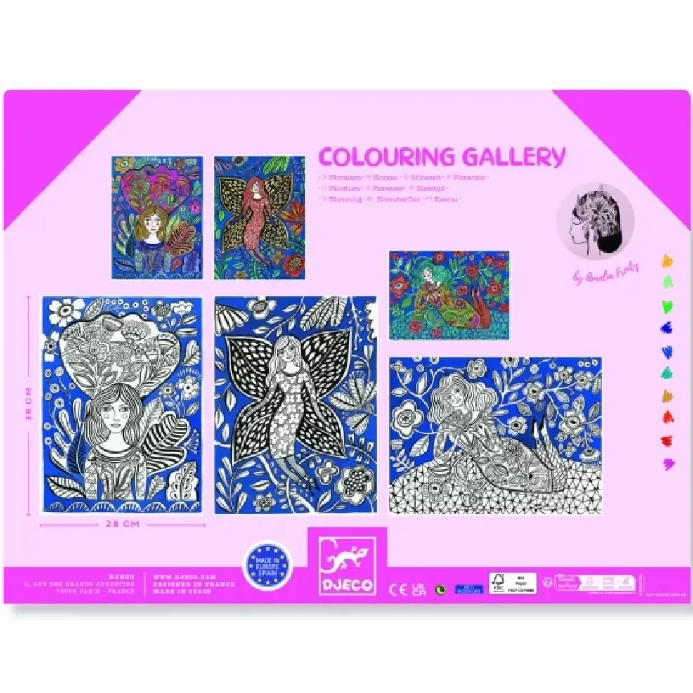 Farvelaegningsplakater - Blomster, 3 Stk