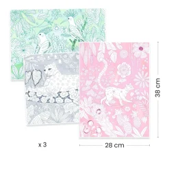 Farvelaegningsplakater - Jungle, 3 Stk