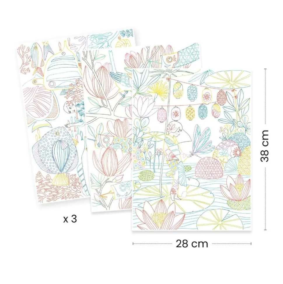 Farvelaegningsplakater - Japan, 3 Stk