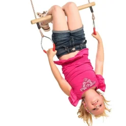 Gynge - Trapez I Trae Med Metalringe