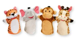 Hånddukker - Safaridyr, 4 Stk.