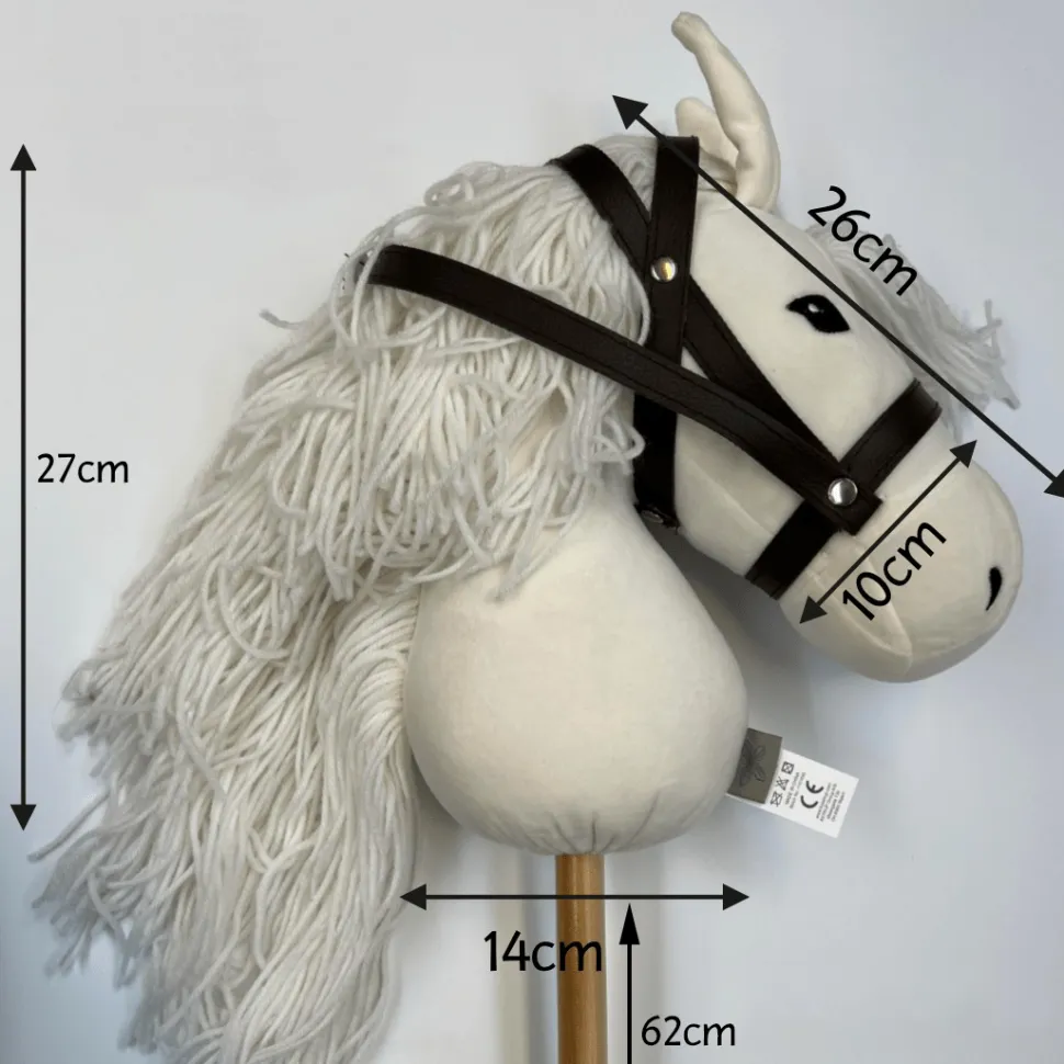 Kaephest - Hvid M. Sorte Prikker