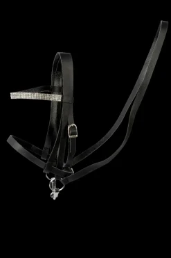 Kaephest Tilbehør - Trense, Sort M. Solv Rhinsten