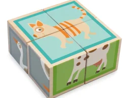 Klodspuslespil I Trae, 4 Klodser - Bondegardsdyr