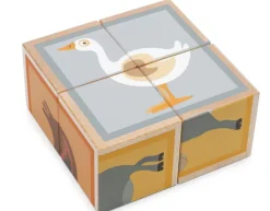 Klodspuslespil I Trae, 4 Klodser - Bondegardsdyr