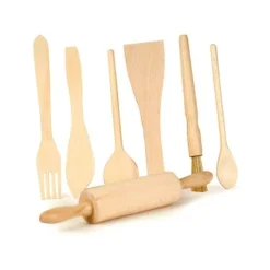 Kokkenredskaber Af Trae, 7 Dele