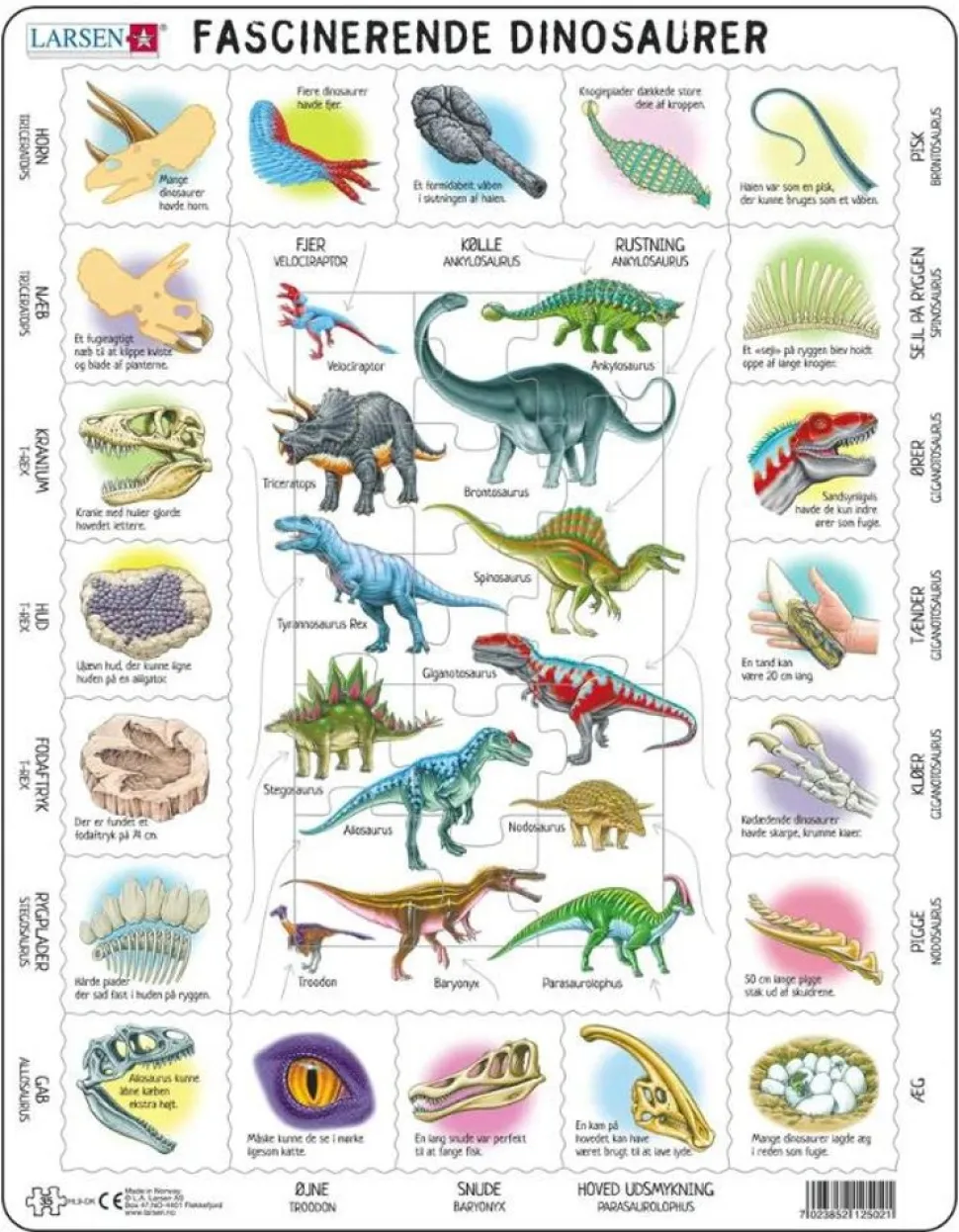 Larsen Puslespil - Lær Om Dinosaurer, 35 Brikker