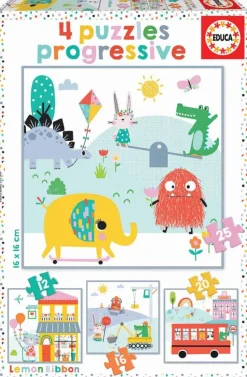 Puslespil 4-I-1 Lemon Ribbon - Fra 3 Ar