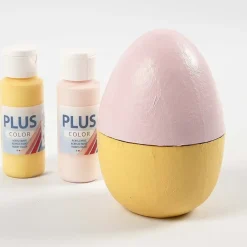 To-Delt Aeg I Papmache - H: 12 Cm, 1 Stk