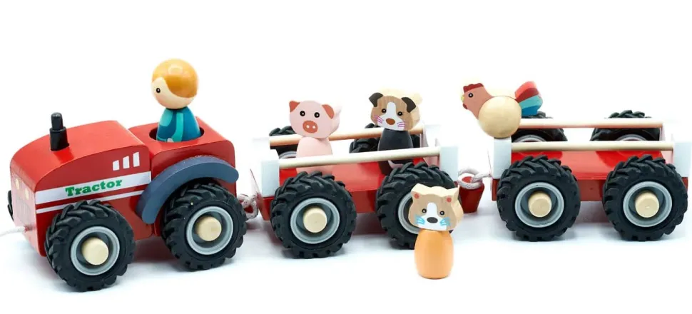 Traekke-Traktor Med To Vogne