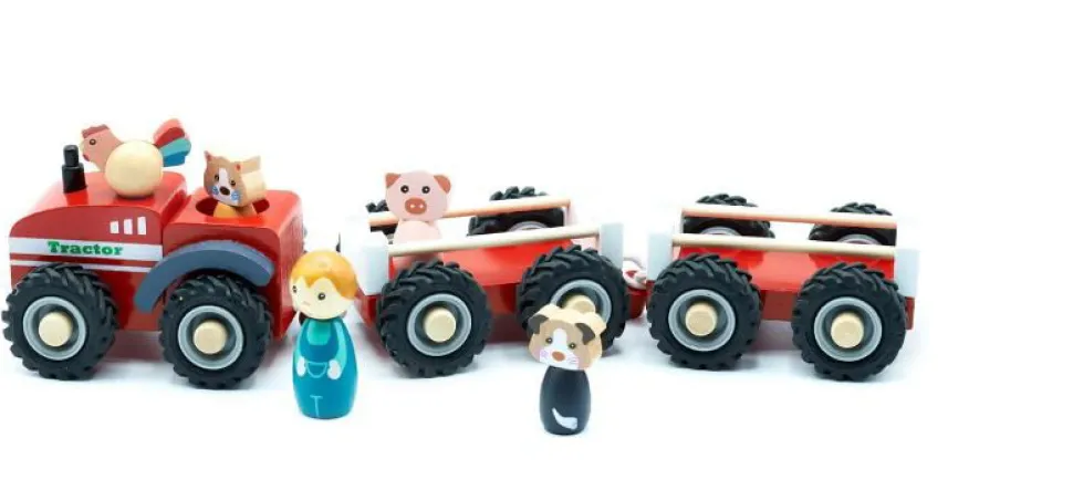 Traekke-Traktor Med To Vogne