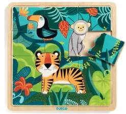 Traepuslespil I Ramme M. 15 Brikker - Jungle