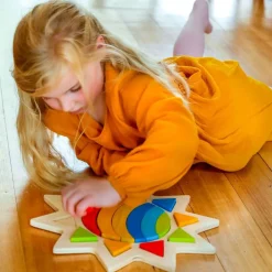 Traepuslespil M. 16 Brikker - Regnbue Sol