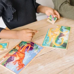 Traepuslespil M. 4 X 12 Brikker - Dinosaurer