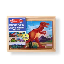 Traepuslespil M. 4 X 12 Brikker - Dinosaurer
