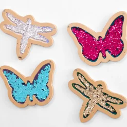 Vaegdekorationer M. Pailletter - Insekter, 4 Stk