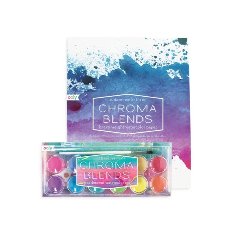 Vandfarver, Perlemor 12 Stk. + Akvarelblok